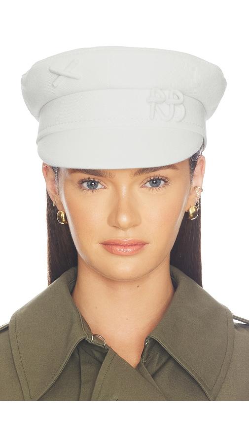 ruslan baginskiy monogram-embellished baker boy cap in white. - size l (also in xs, m)