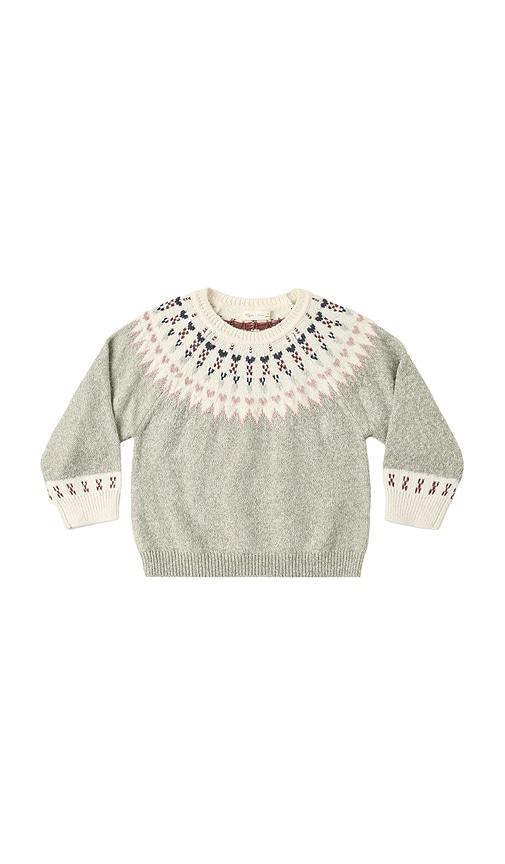 rylee + cru kids fair isle sweater in sage. - size 12-18m (also in 18-24m, 2-3yr, 4-5yr)