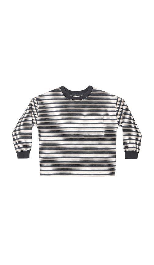 rylee + cru kids relaxed long sleeve tee bluestripe in blue. - size 12-18m (also in 18-24m, 2-3yr, 4-5yr)