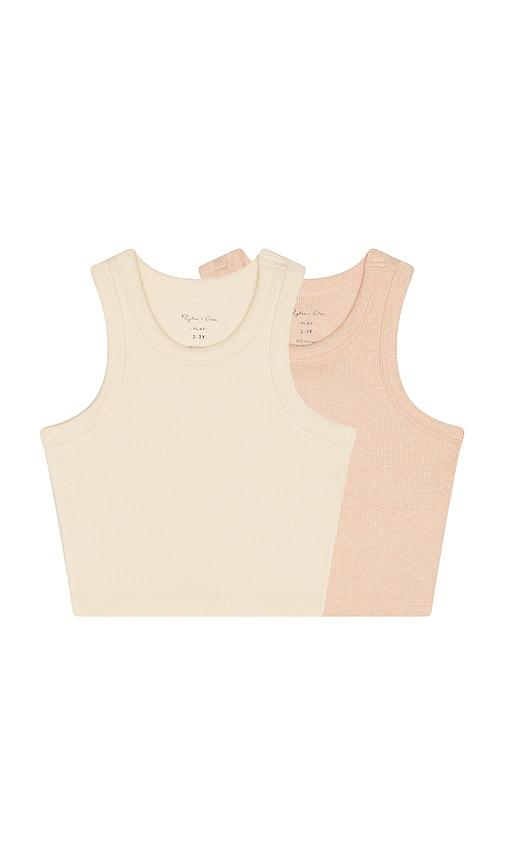 rylee + cru ribbed tank set in beige,blush. - size 4/5 (also in 6/7)