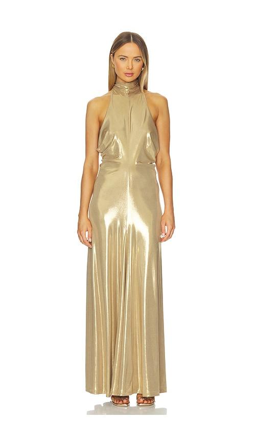 sabina musayev peirce dress in metallic gold. - size l (also in s, xs, m)