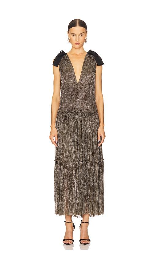sabina musayev ray dress in metallic gold. - size m (also in xs, s)