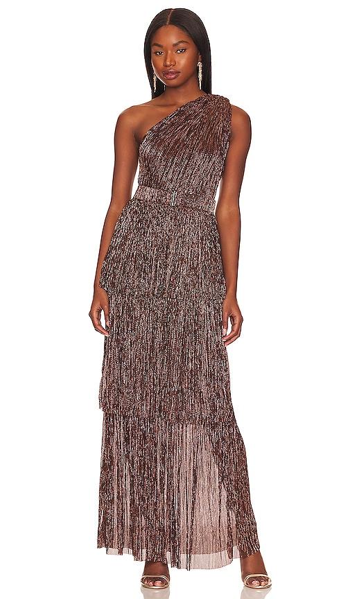 sabina musayev x revolve terina gown in metallic bronze. - size l (also in xs, s, xl)
