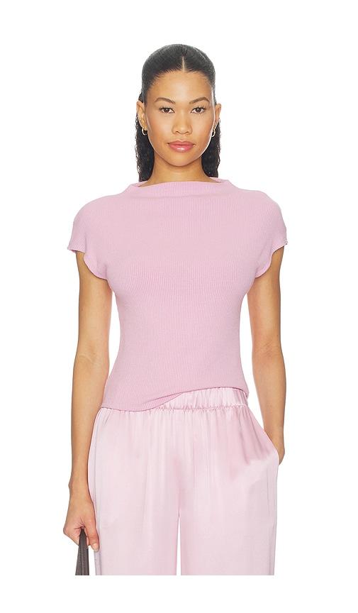 sablyn karlie slit neck tee in pink. - size l (also in xs, s, m)