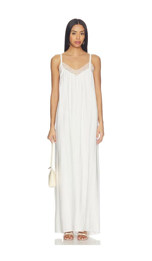 sablyn sigrid relaxed v-neck dress with lace in white. - size l (also in s)