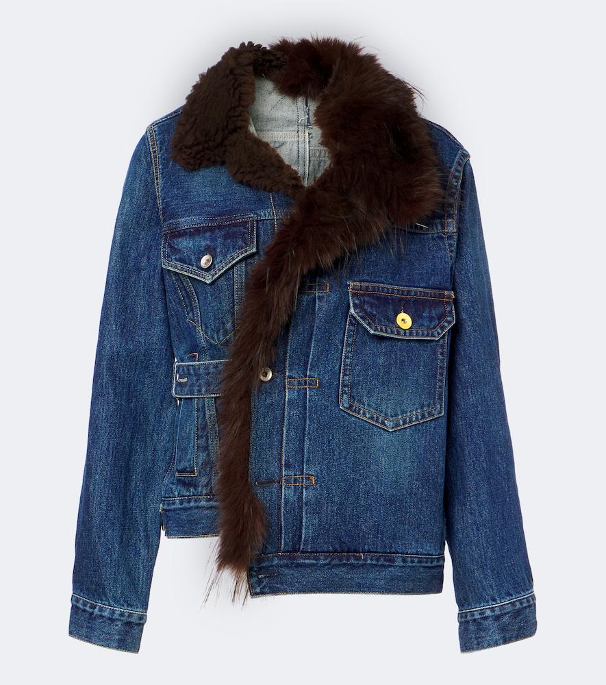 sacai asymmetric denim jacket