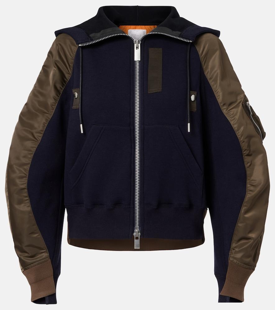 sacai cotton-blend and twill jacket