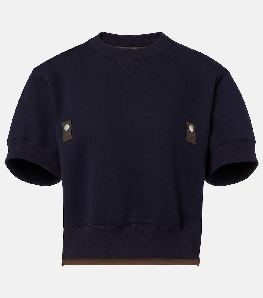 sacai cotton-blend and twill sweatshirt