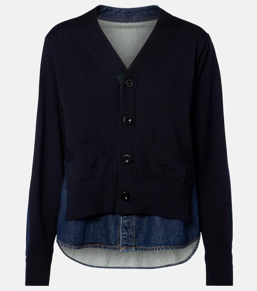 sacai cotton-blend cardigan