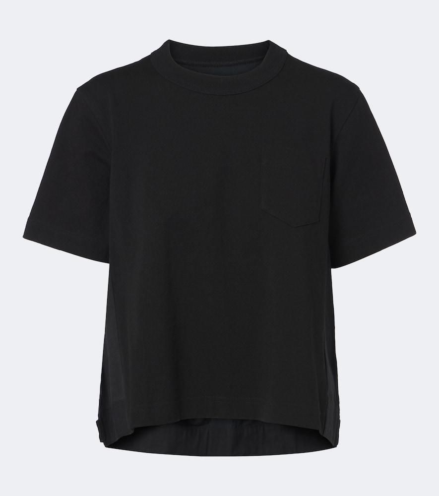 sacai cotton jersey and denim t-shirt