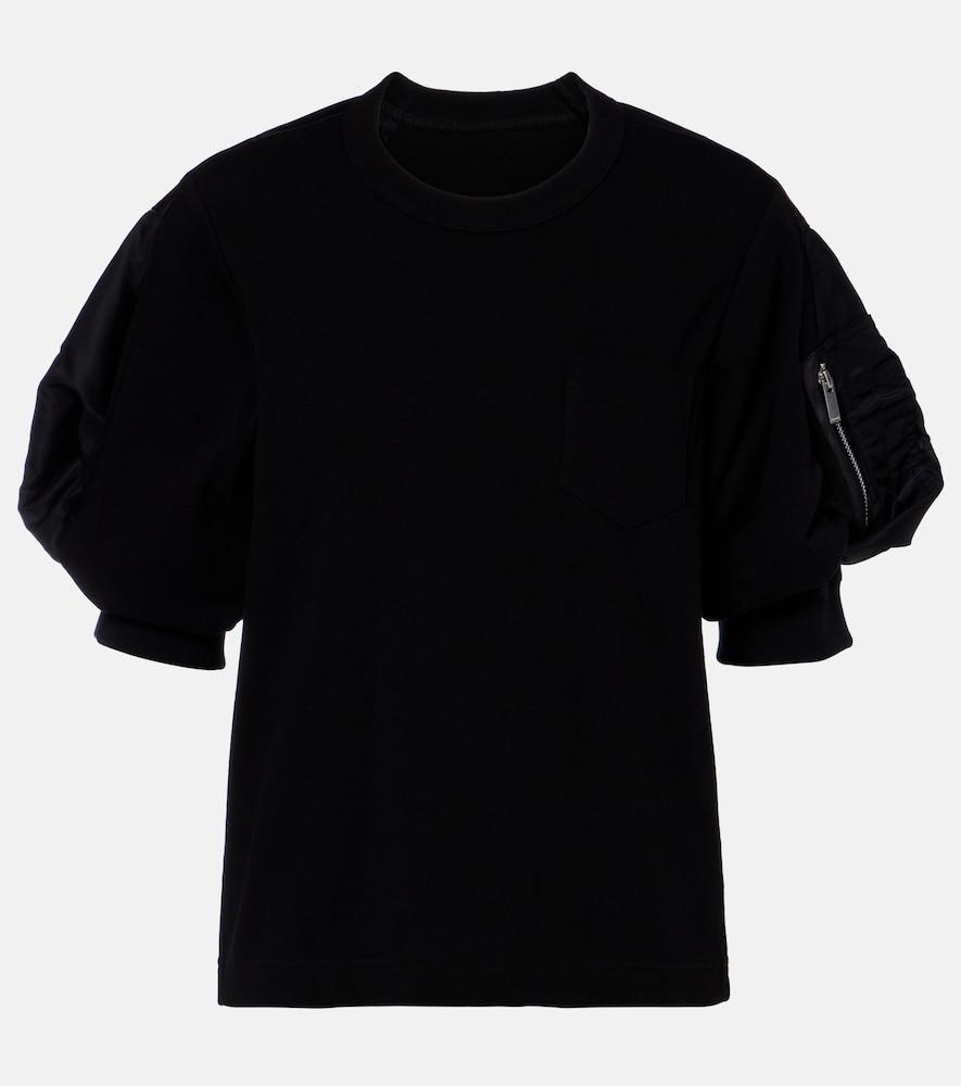 sacai cotton twill and jersey t-shirt