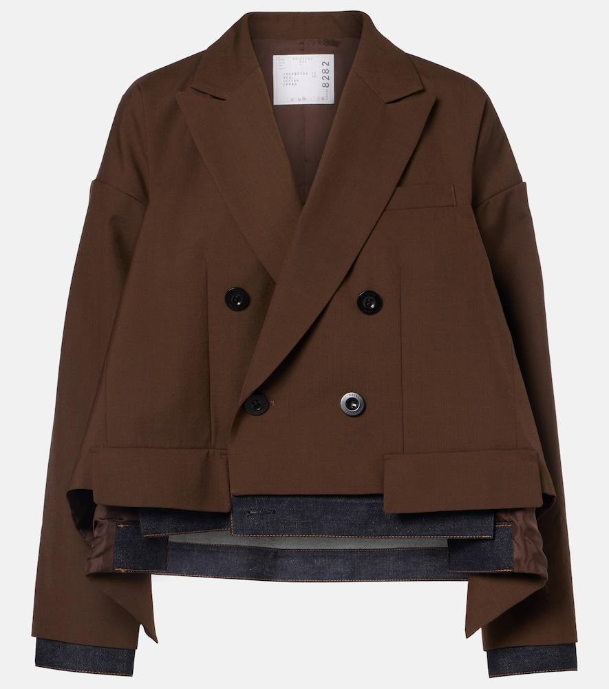 sacai denim-trimmed jacket