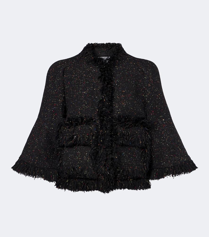 sacai fringed wool-blend jacket