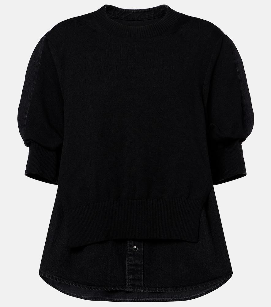 sacai layered cotton-blend sweater