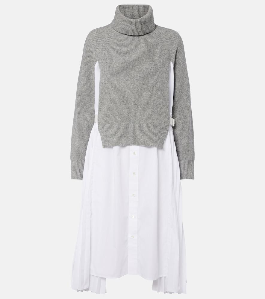 sacai layered turtleneck midi dress