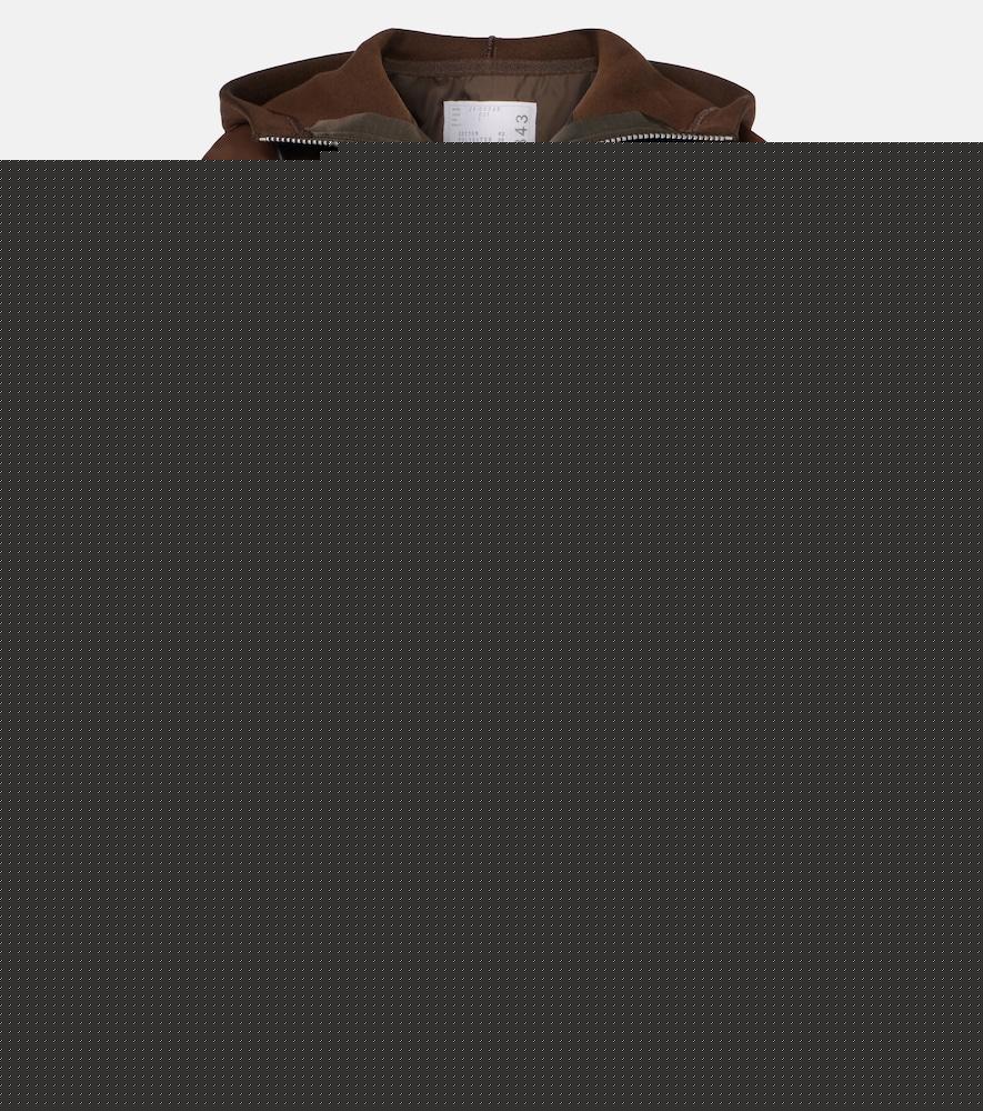 sacai paneled cotton-blend fleece zip-up hoodie