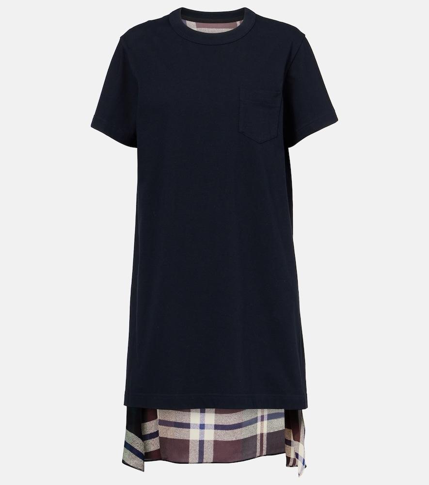 sacai paneled cotton jersey t-shirt dress