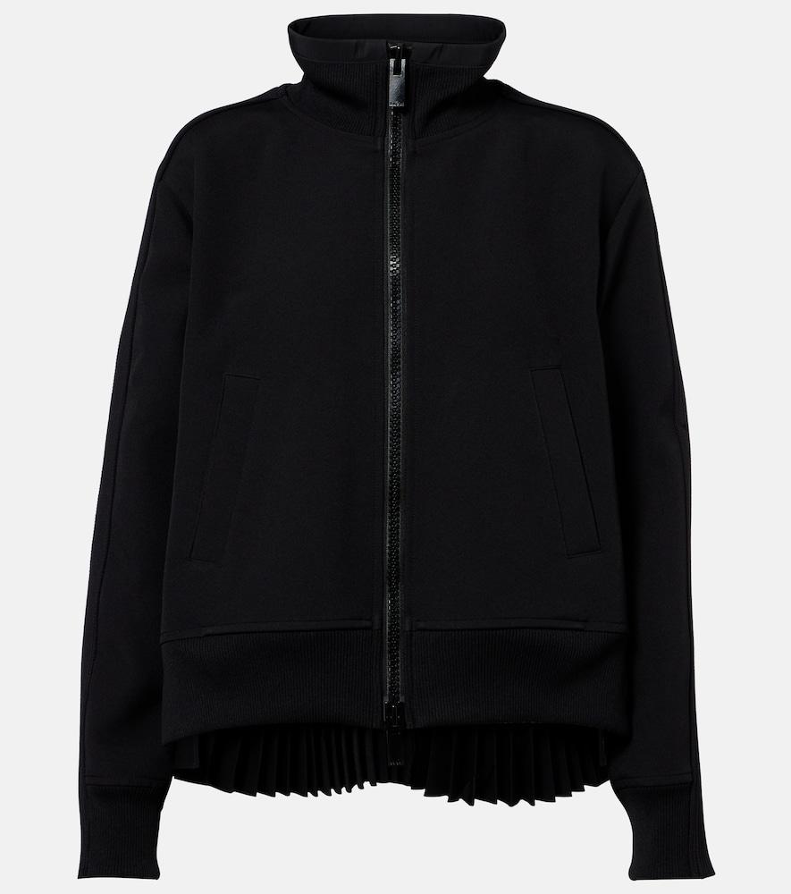sacai paneled twill zip-up sweatshirt