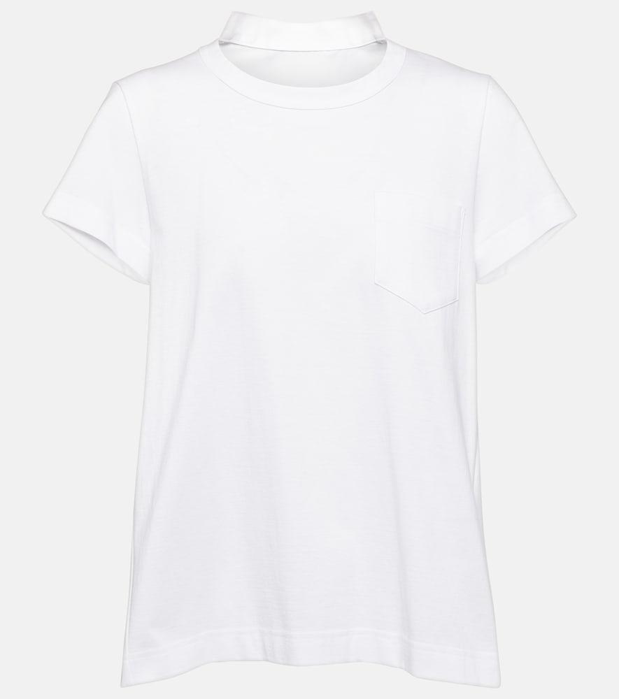 sacai pleated cotton jersey t-shirt