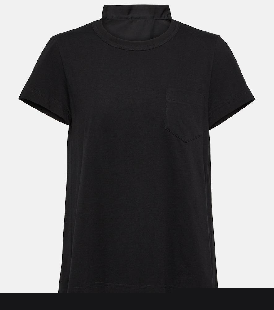 sacai pleated cotton jersey t-shirt