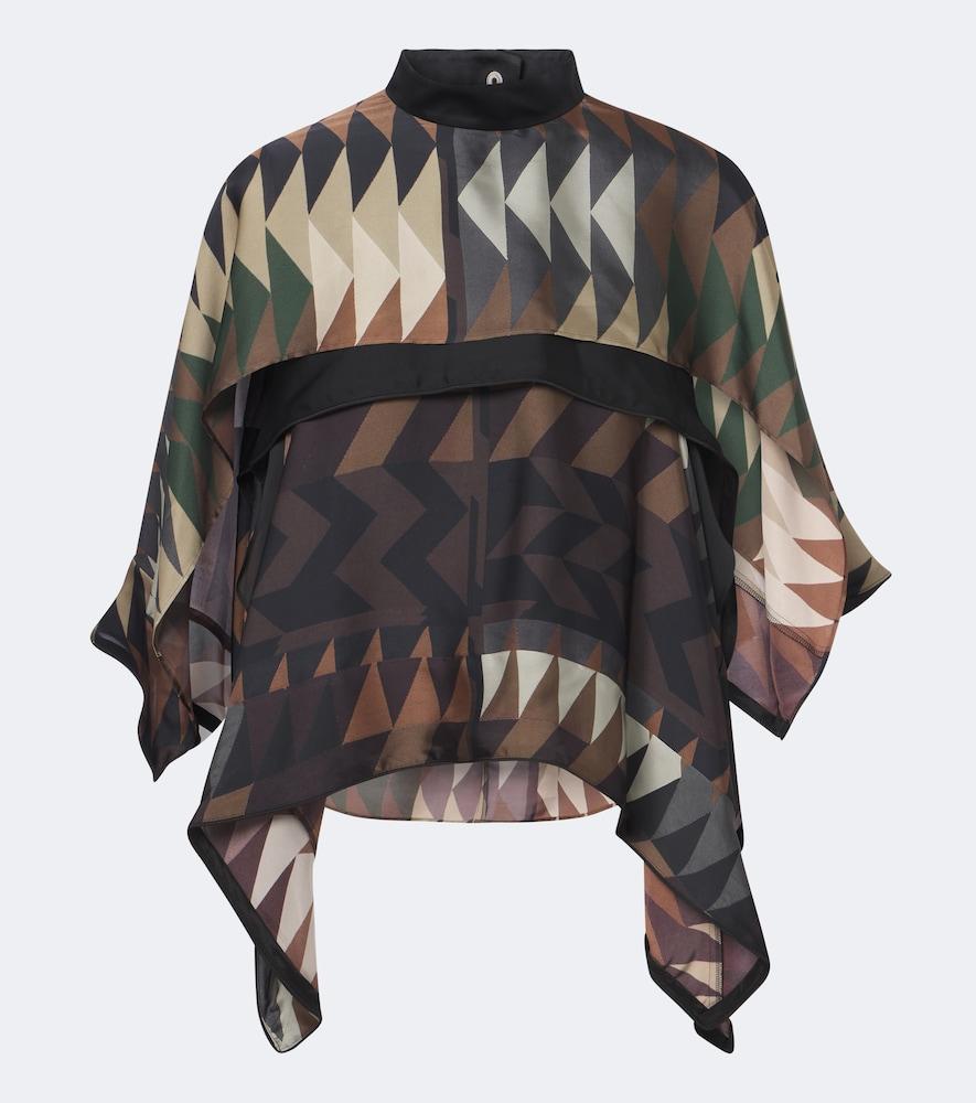 sacai printed satin top