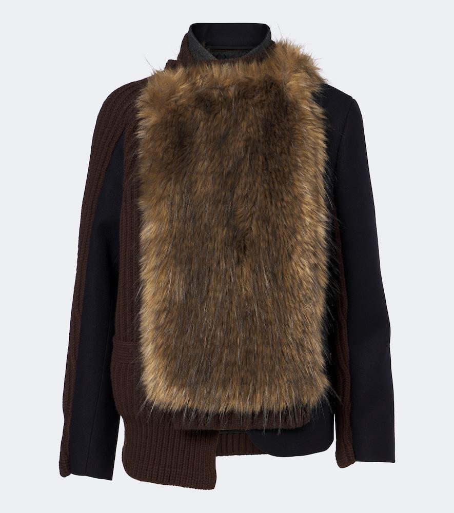 sacai ribbed-knit wool-blend jacket