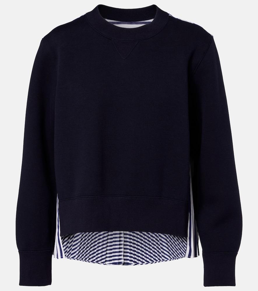 sacai striped cotton-blend sweatshirt