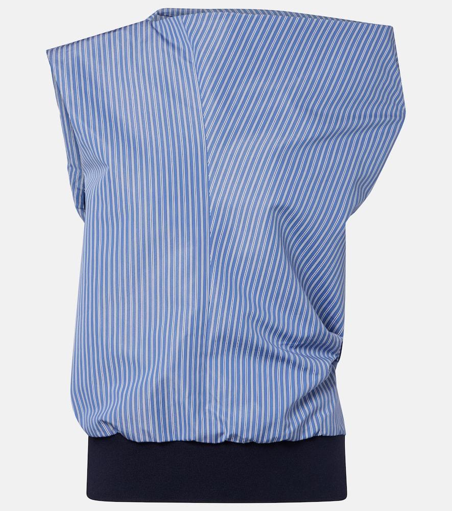 sacai striped cotton-blend top