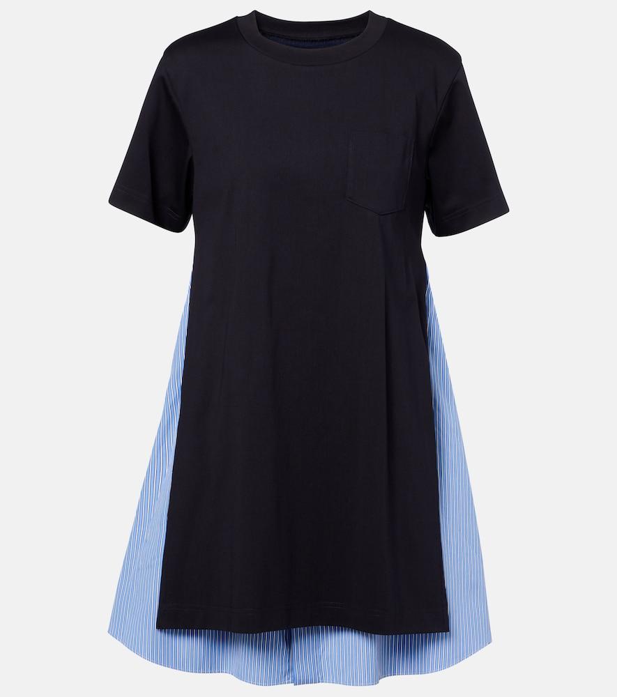 sacai striped cotton minidress