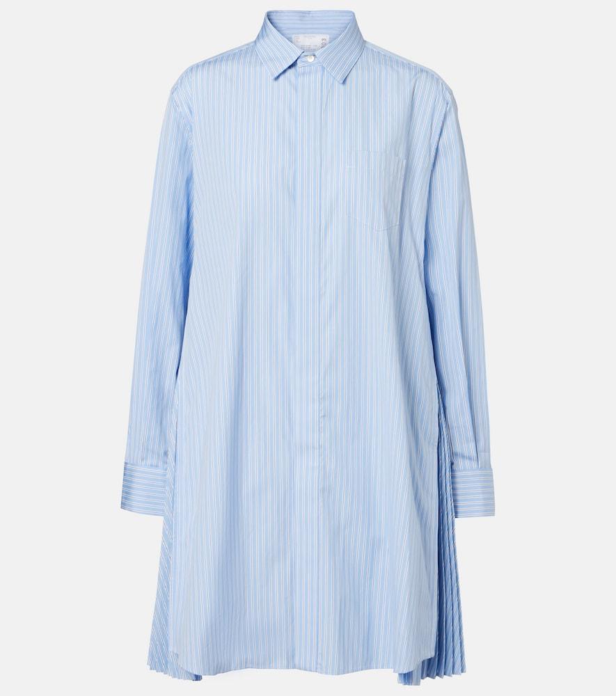 sacai striped cotton poplin shirt dress