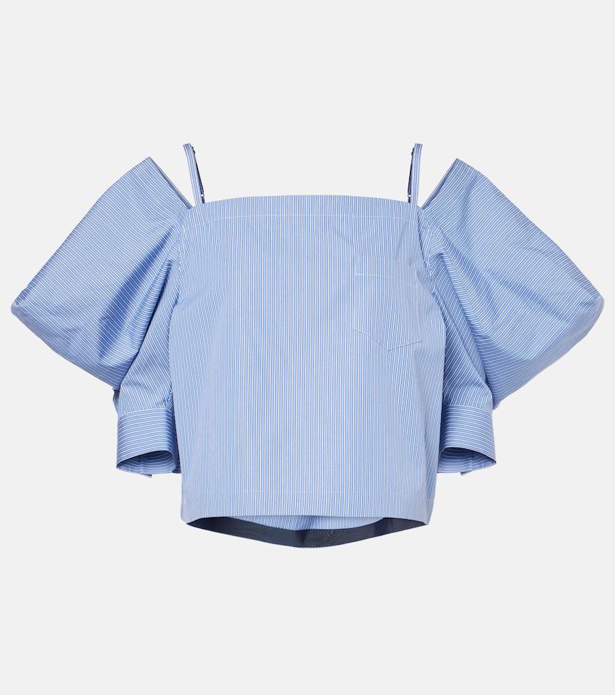 sacai striped cotton poplin top