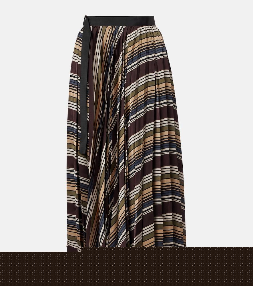 sacai striped midi skirt