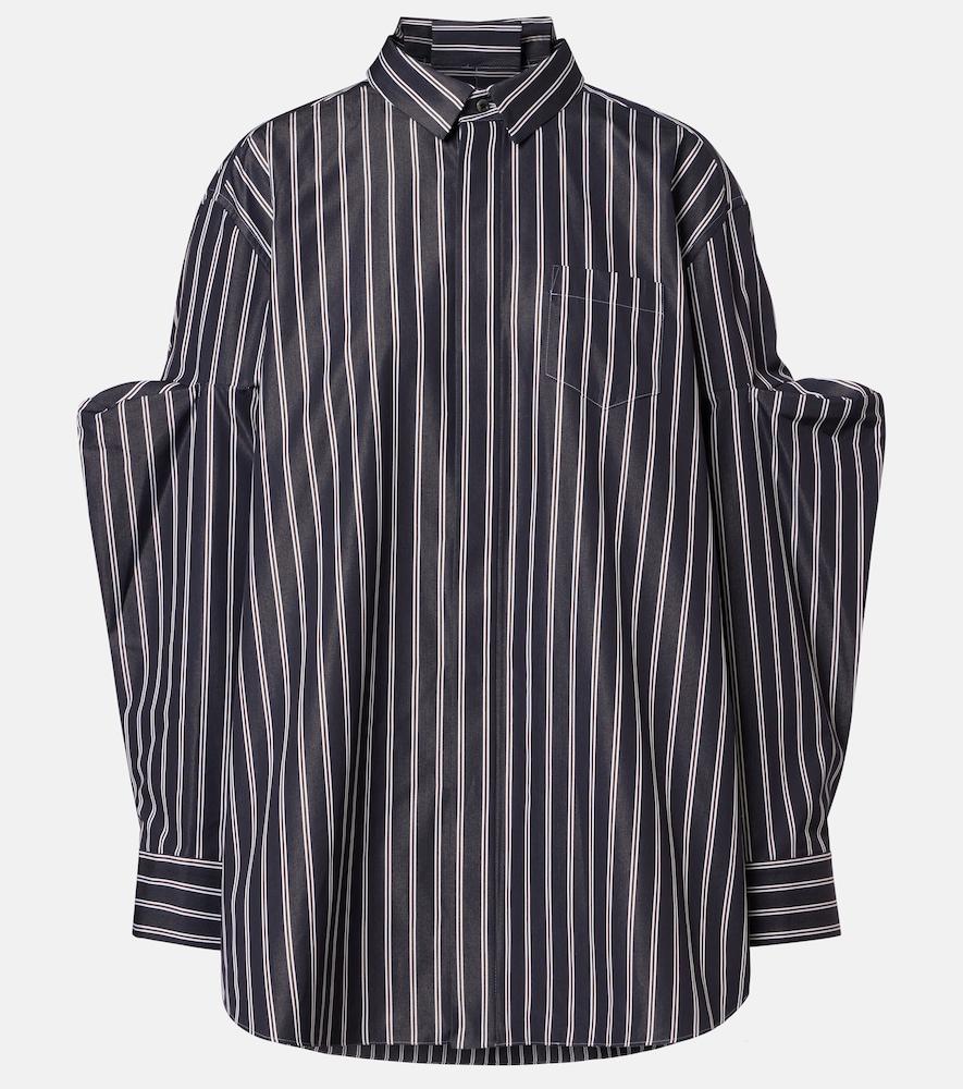 sacai striped oversized cotton-blend shirt