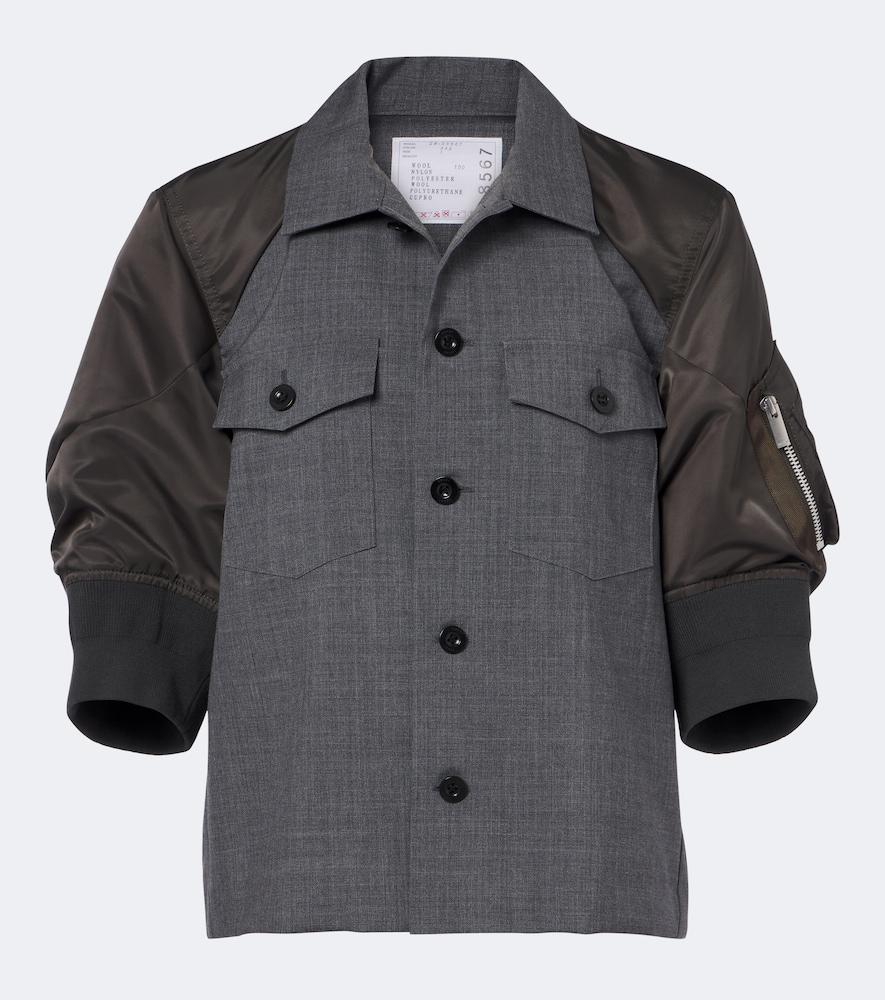 sacai wool twill and technical jacket