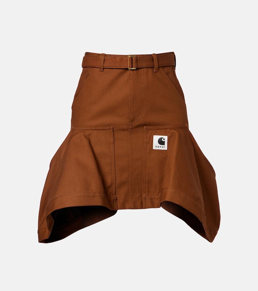 sacai x carhartt cotton canvas miniskirt