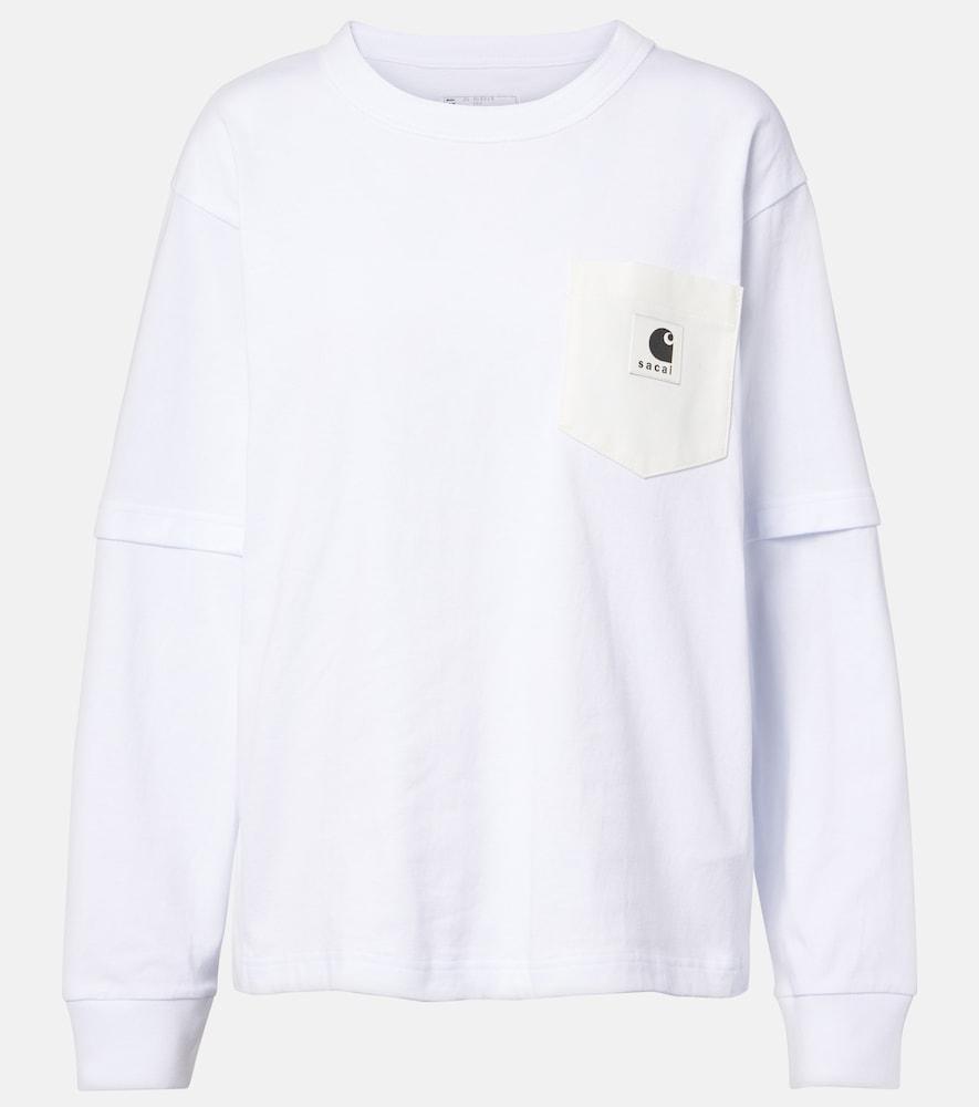 sacai x carhartt layered cotton jersey top