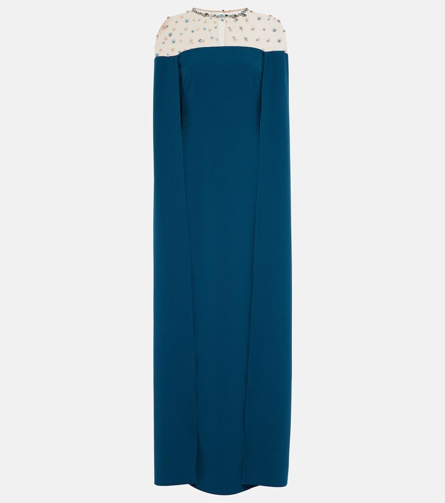 safiyaa ambere embroidered cape-detail gown