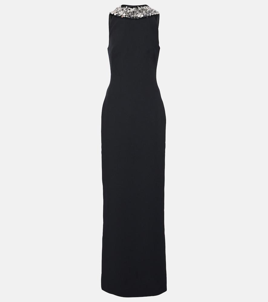 safiyaa holli embellished crêpe and satin gown