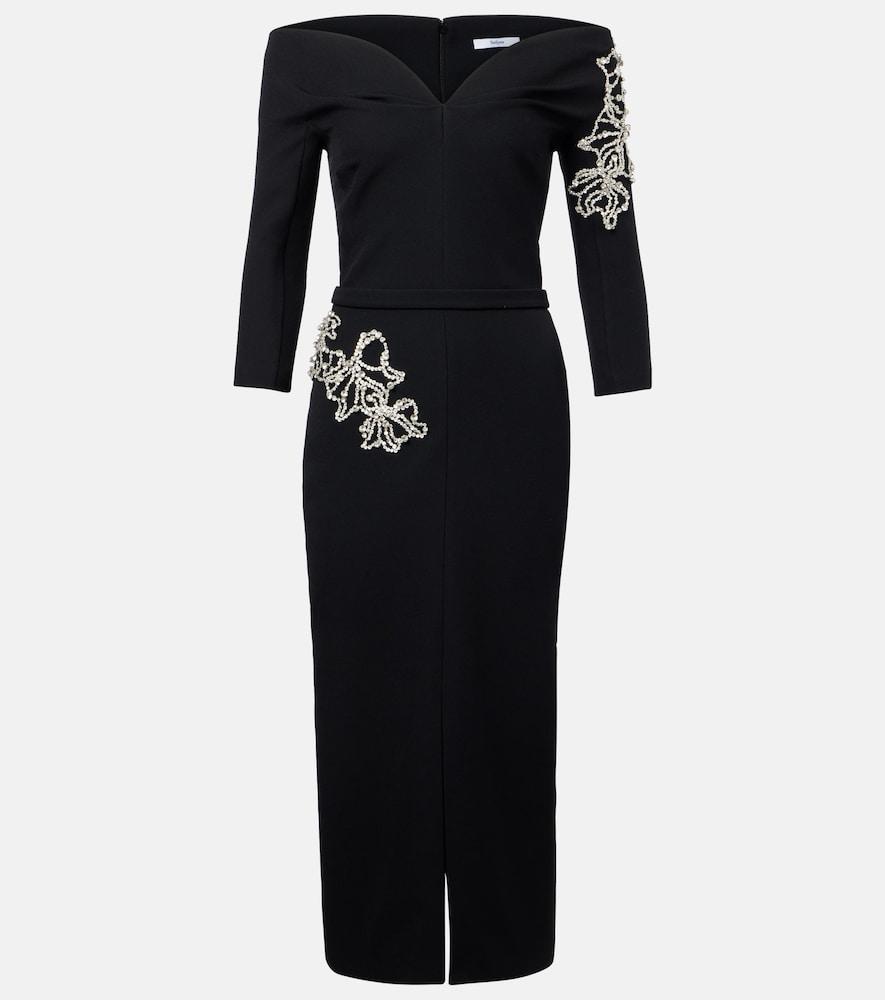 safiyaa linda crystal-embellished midi dress