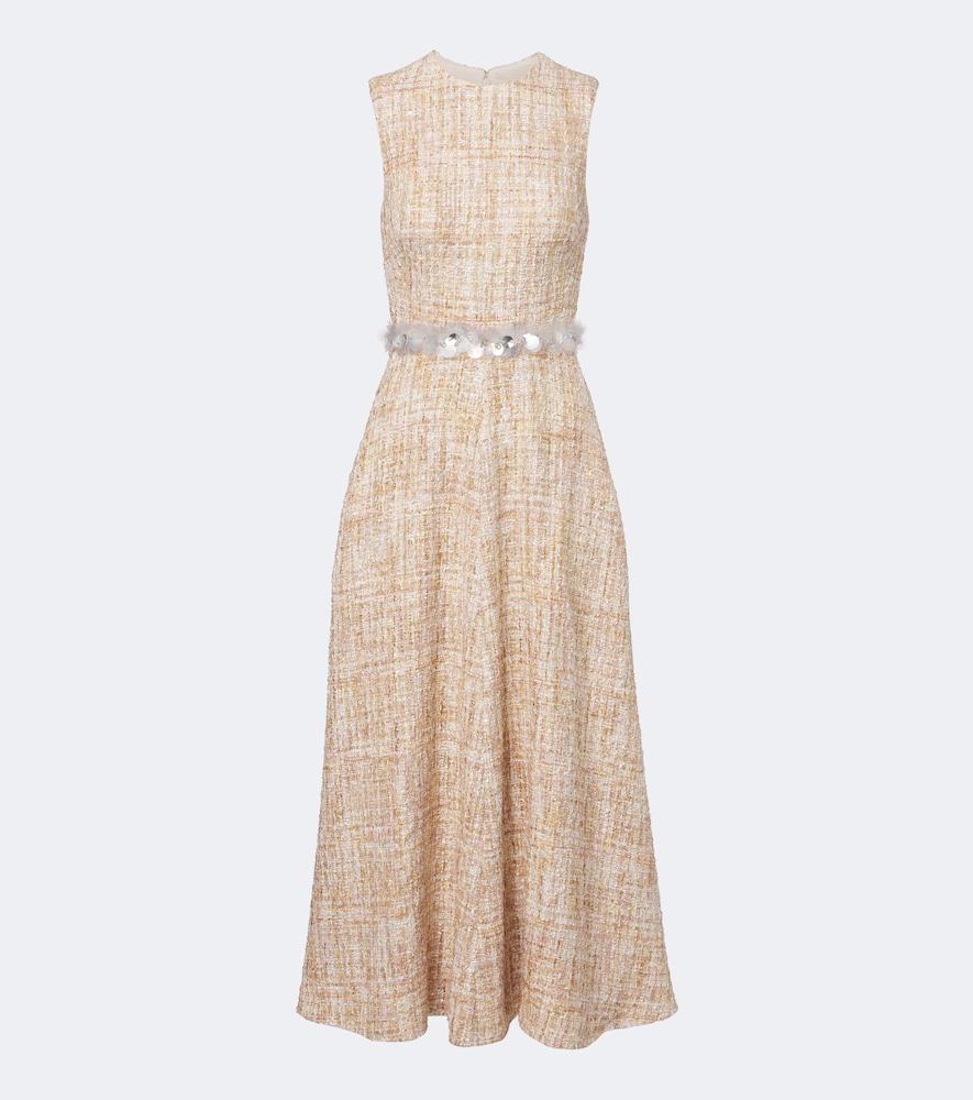 safiyaa maisie embellished tweed midi dress