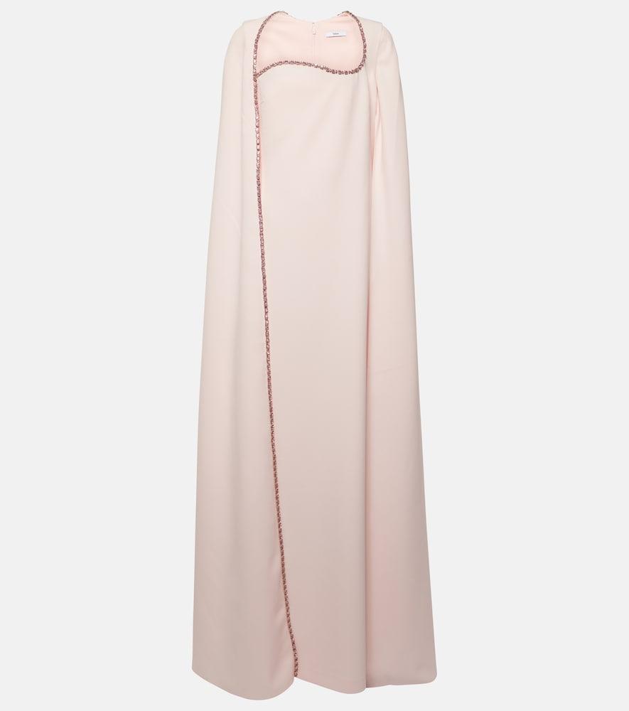 safiyaa mattia caped embellished crêpe gown