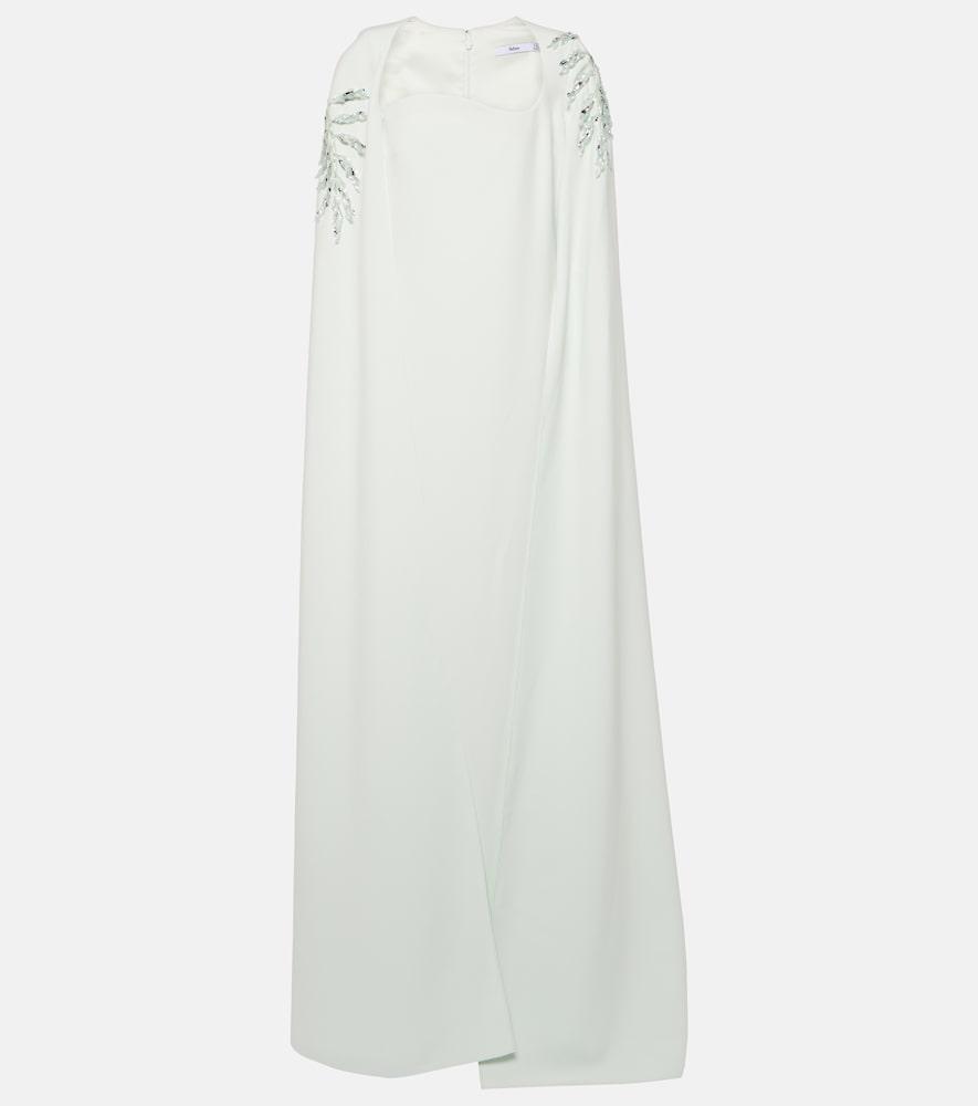 safiyaa mattia embellished caped crêpe gown