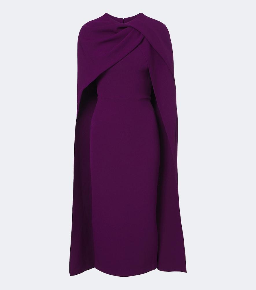 safiyaa oria caped crêpe midi dress