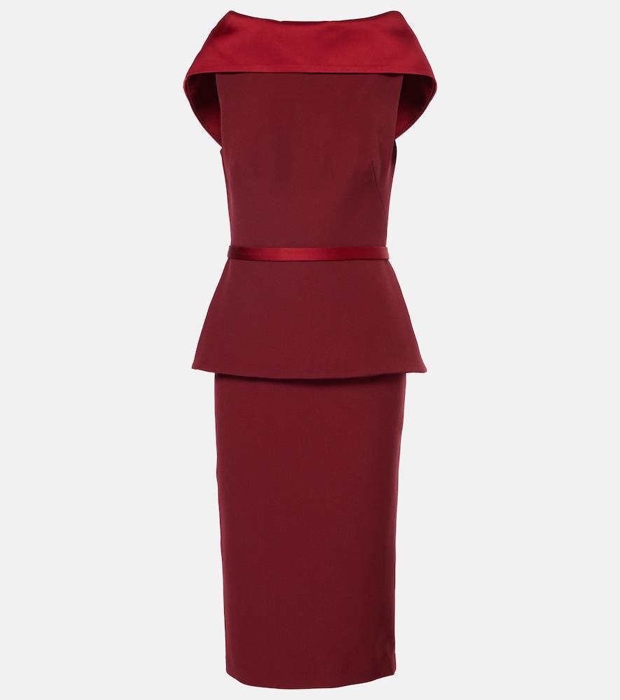 safiyaa rella draped peplum heavy crêpe midi dress