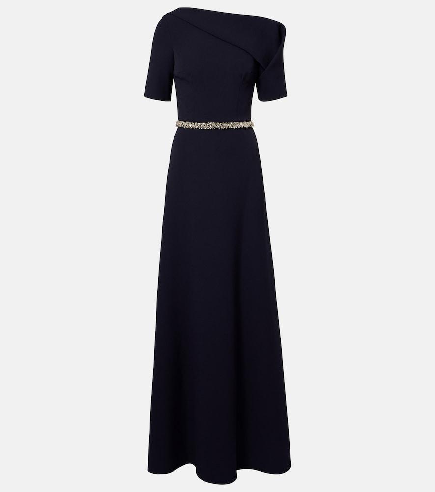 safiyaa stephanie embellished draped crêpe gown