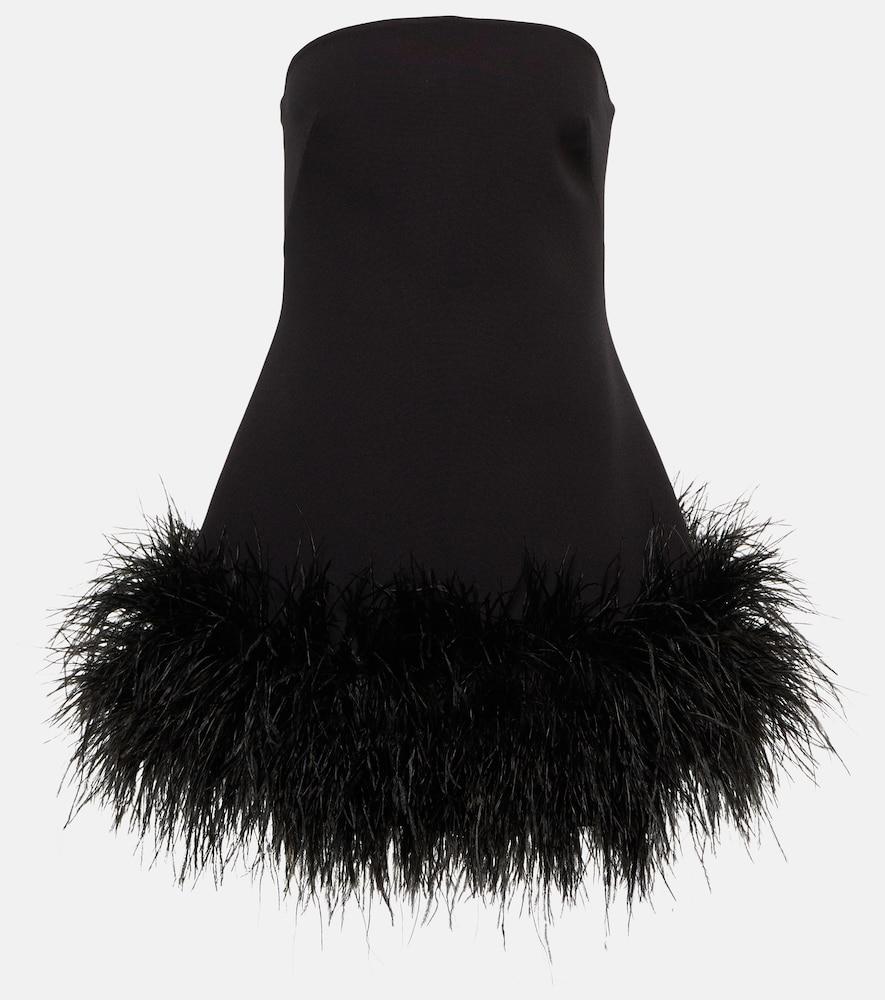 safiyaa strapless feather-trimmed minidress