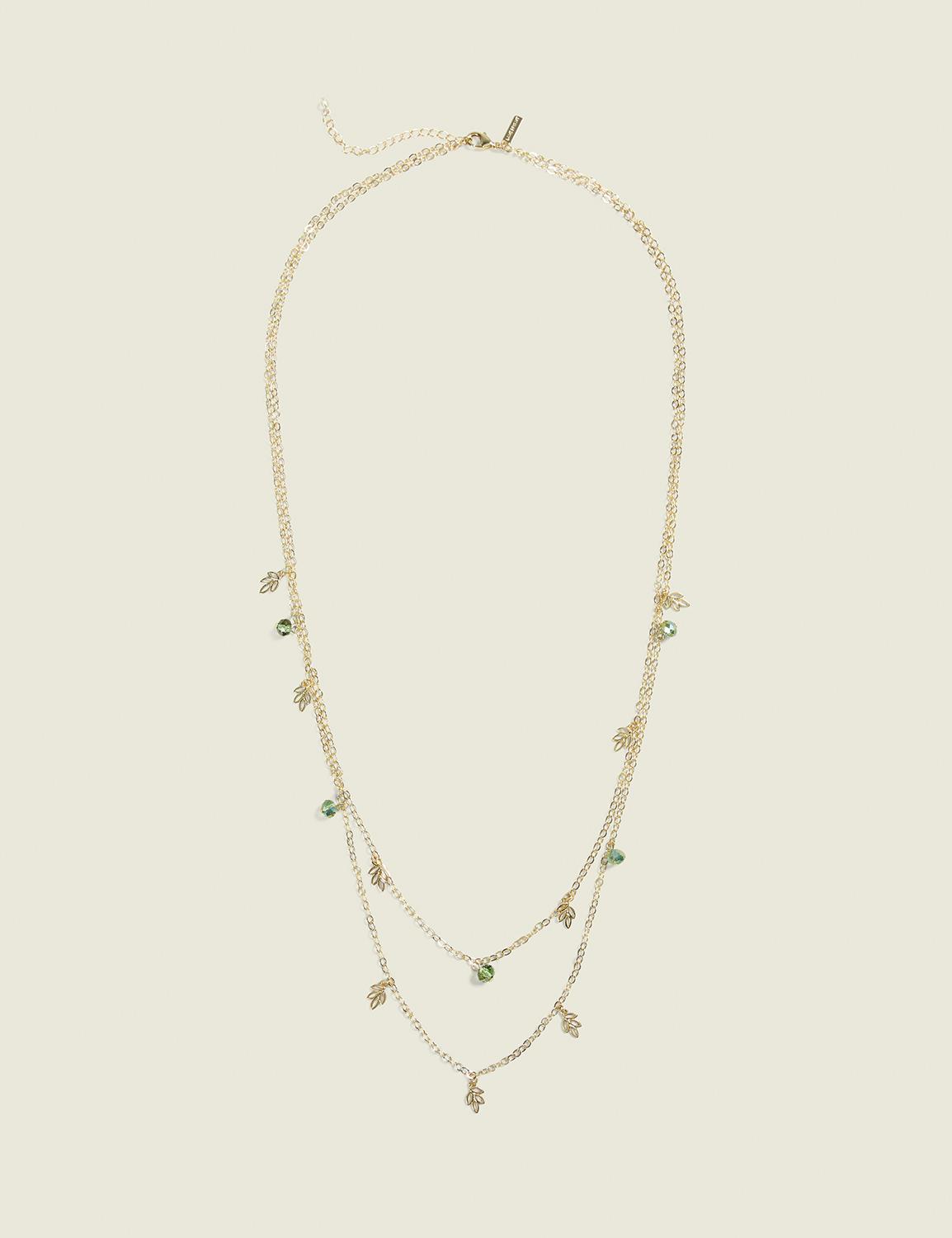 sage green leaf multi-row necklace
