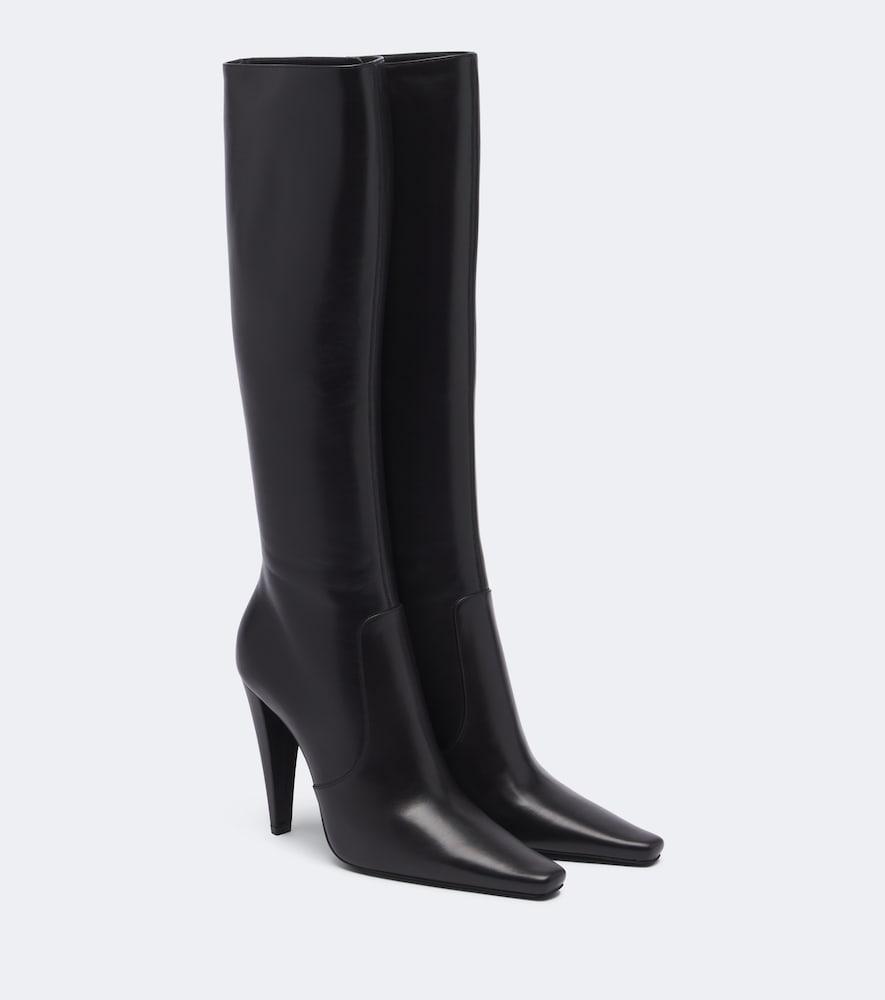 saint laurent 77 leather knee-high boots