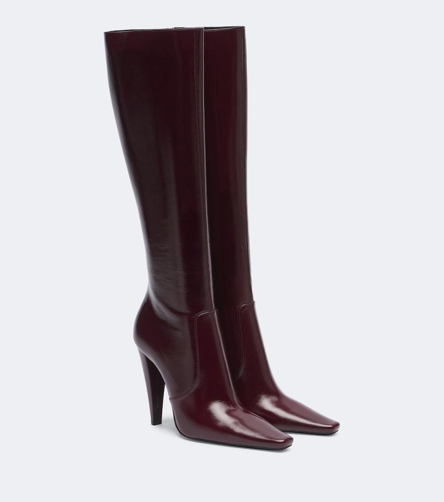 saint laurent 77 leather knee-high boots