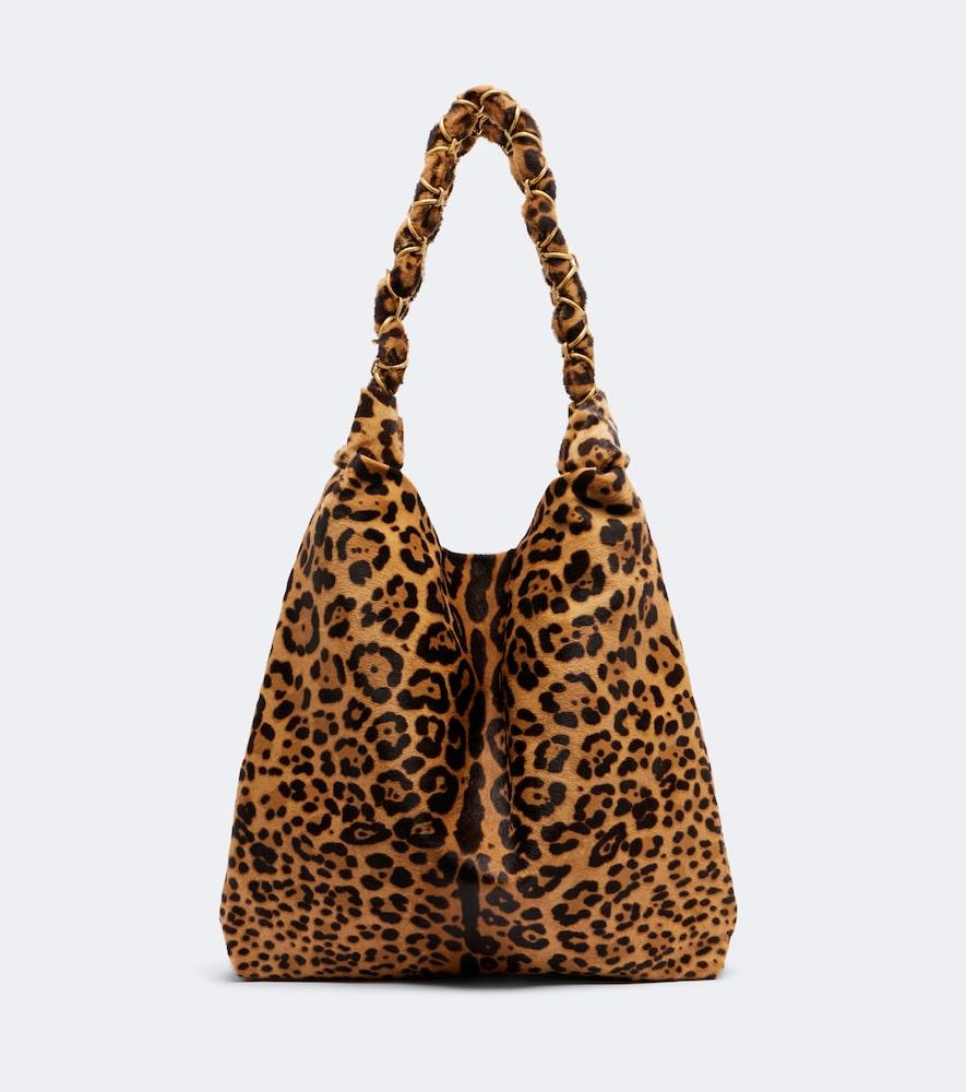 saint laurent amalia leopard-print calf hair shoulder bag